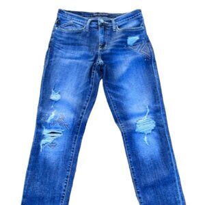 Rock & Republic EUC Skinny Jean Women's Blue Distressed  Embroidered Size 6
